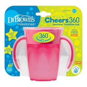 Dr. Browns Vaso 360 con asas Rosado 7onz | Tienda para bebés - Mamita y Yo